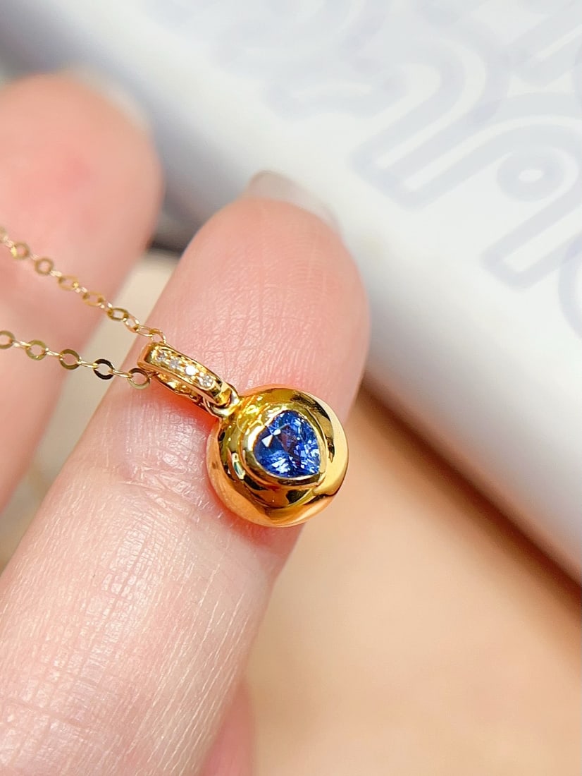 18K Gold Sapphire Collarbone Necklace - 3