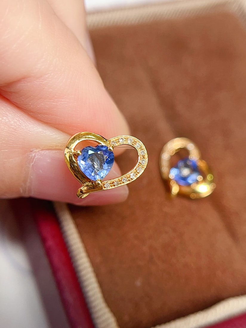 18K Gold Sapphire Earrings - 3