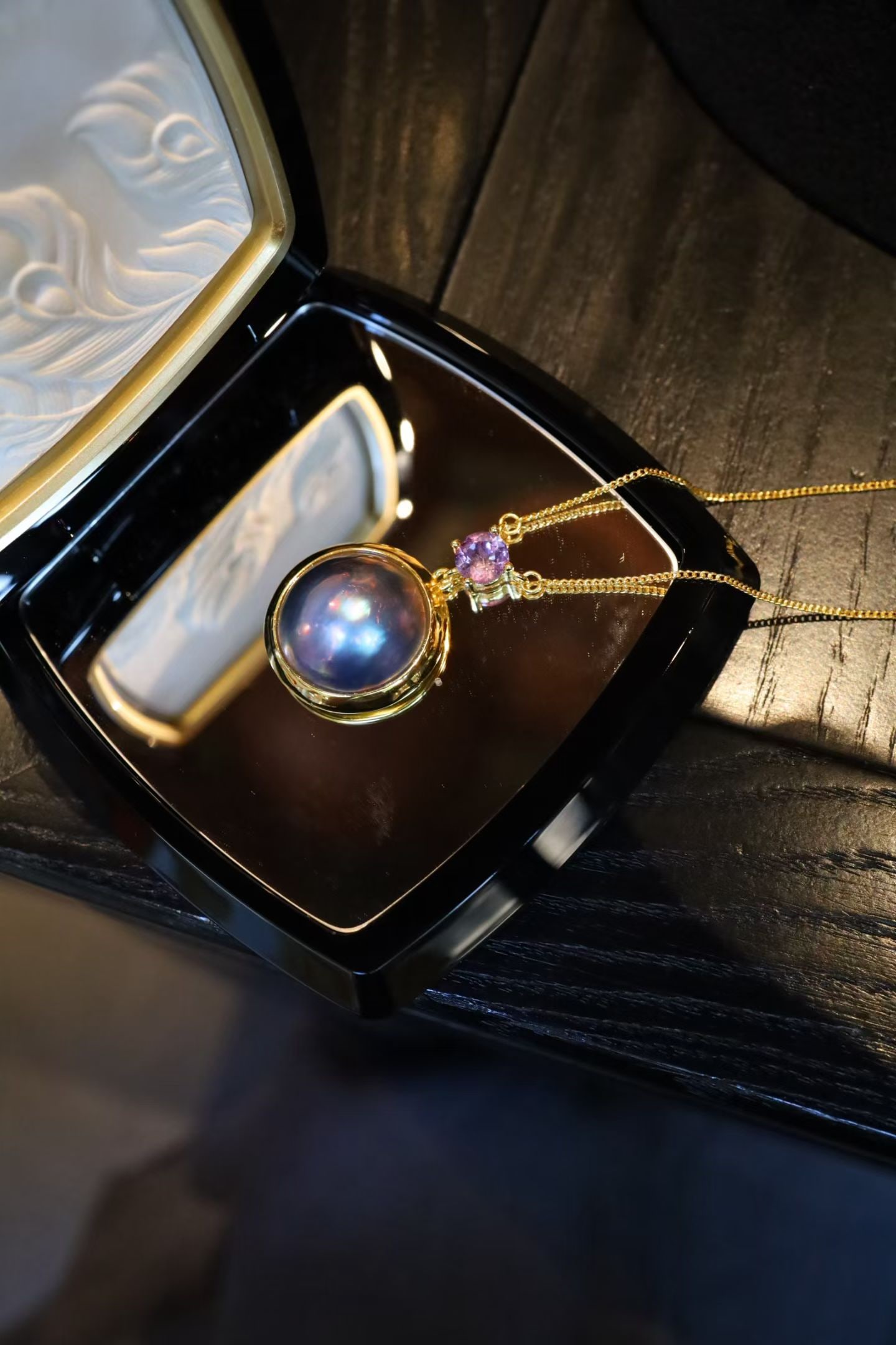 Natural Seawater Mabe Pendant - 2