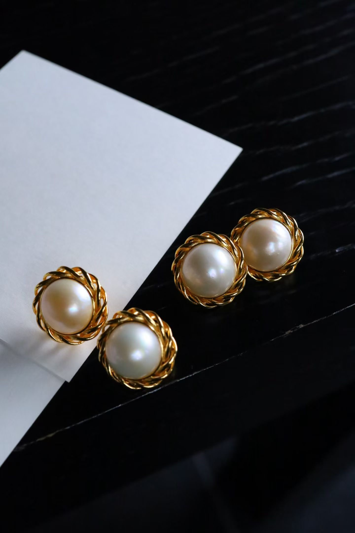 Large Seawater Mabe Pearl Earrings - 7