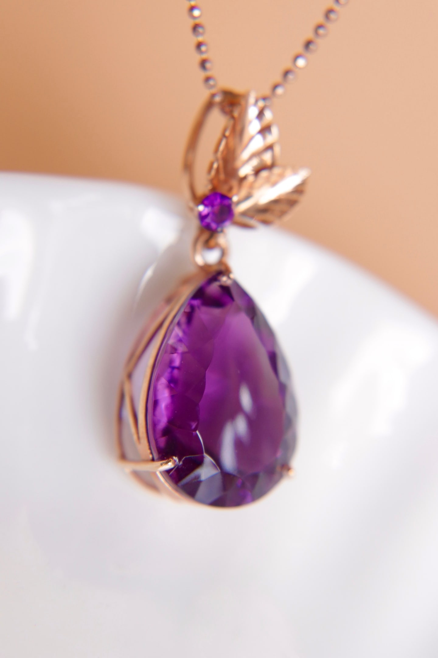 18K Gold Amethyst Pendant - 2