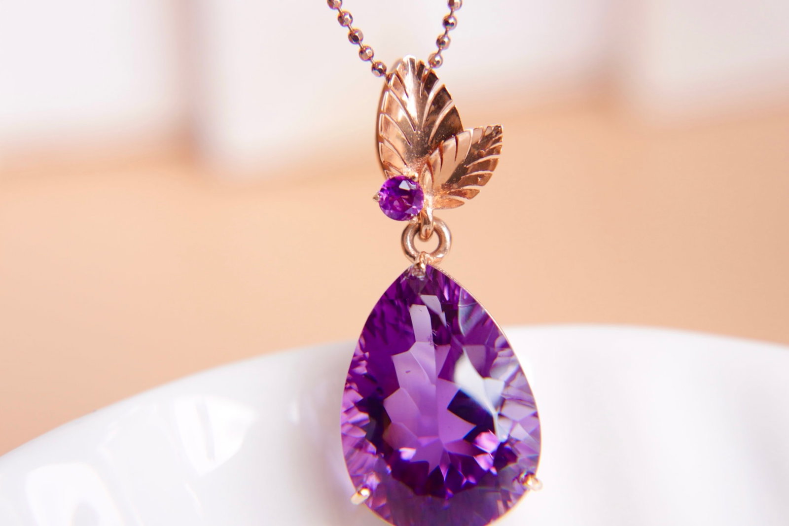18K Gold Amethyst Pendant - 3