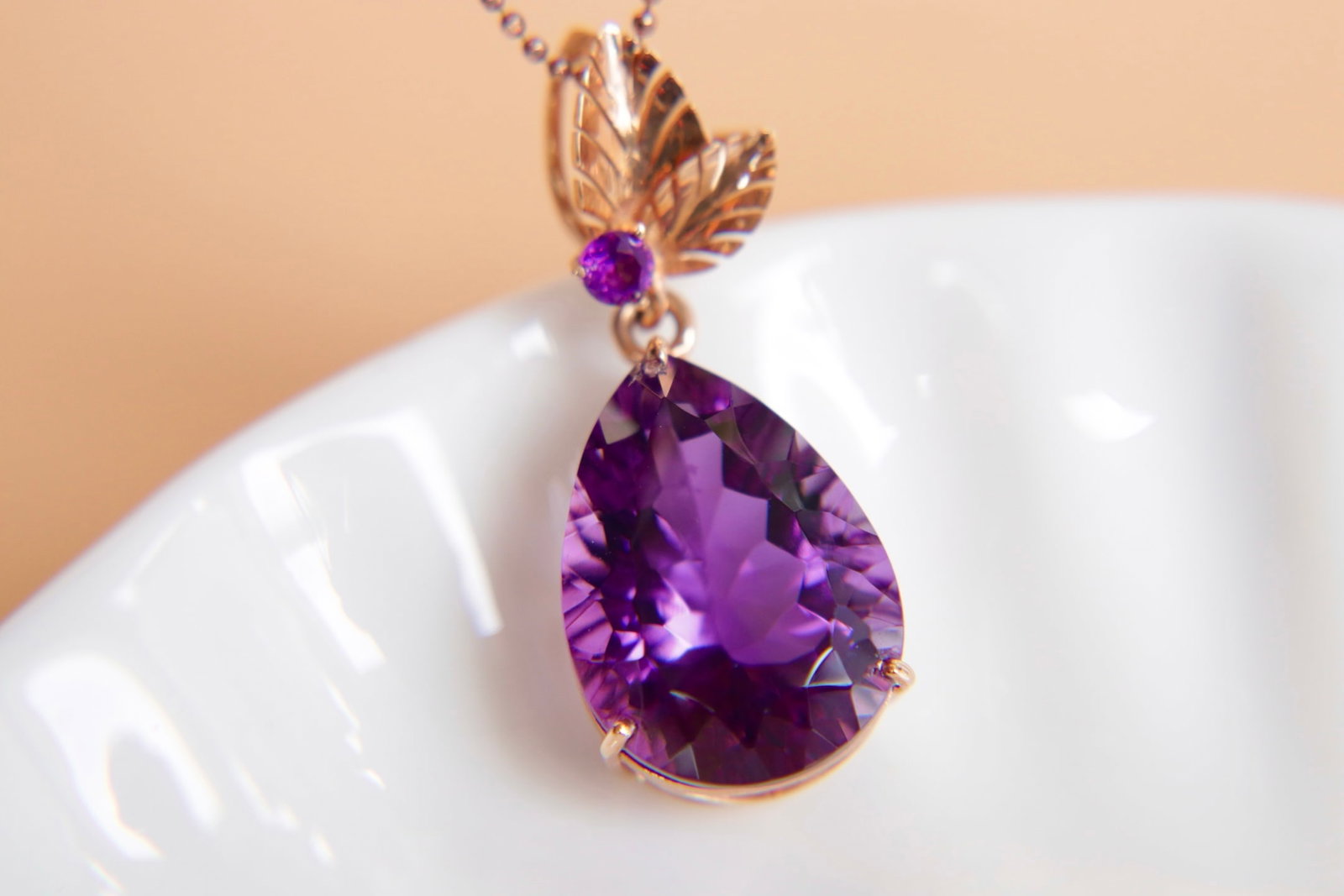 18K Gold Amethyst Pendant - 4