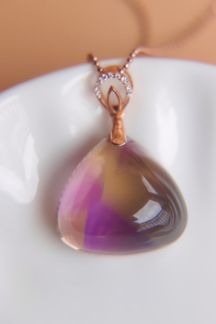 18K Gold Bi-color Ametrine Diamond Pendant - 2