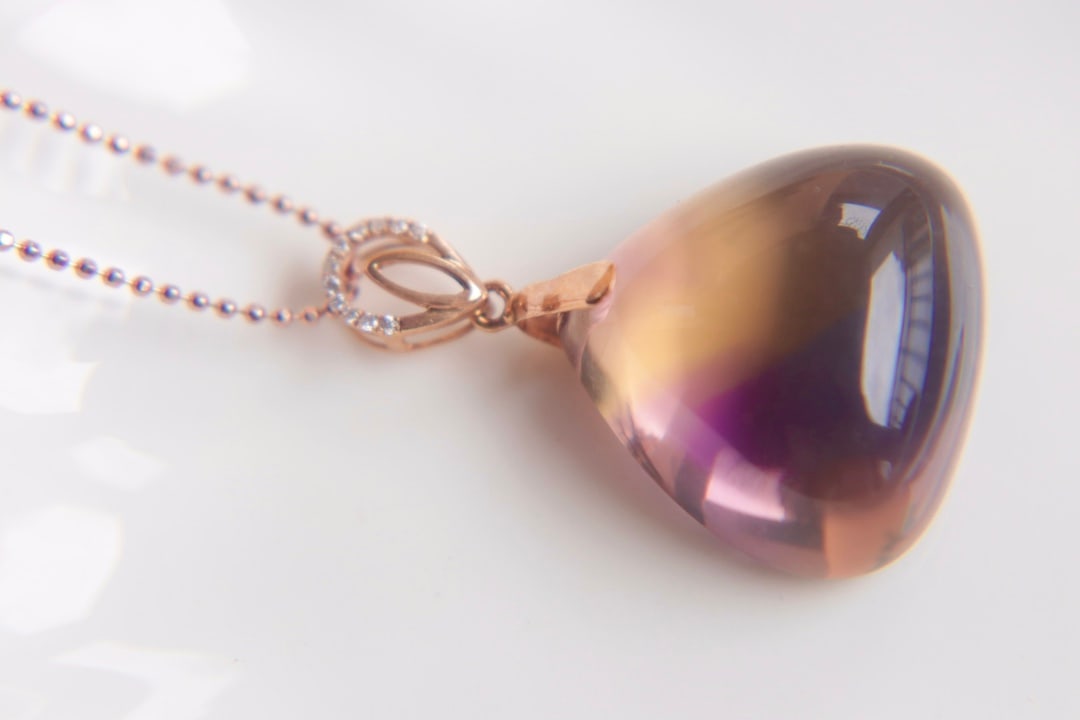 18K Gold Bi-color Ametrine Diamond Pendant - 7