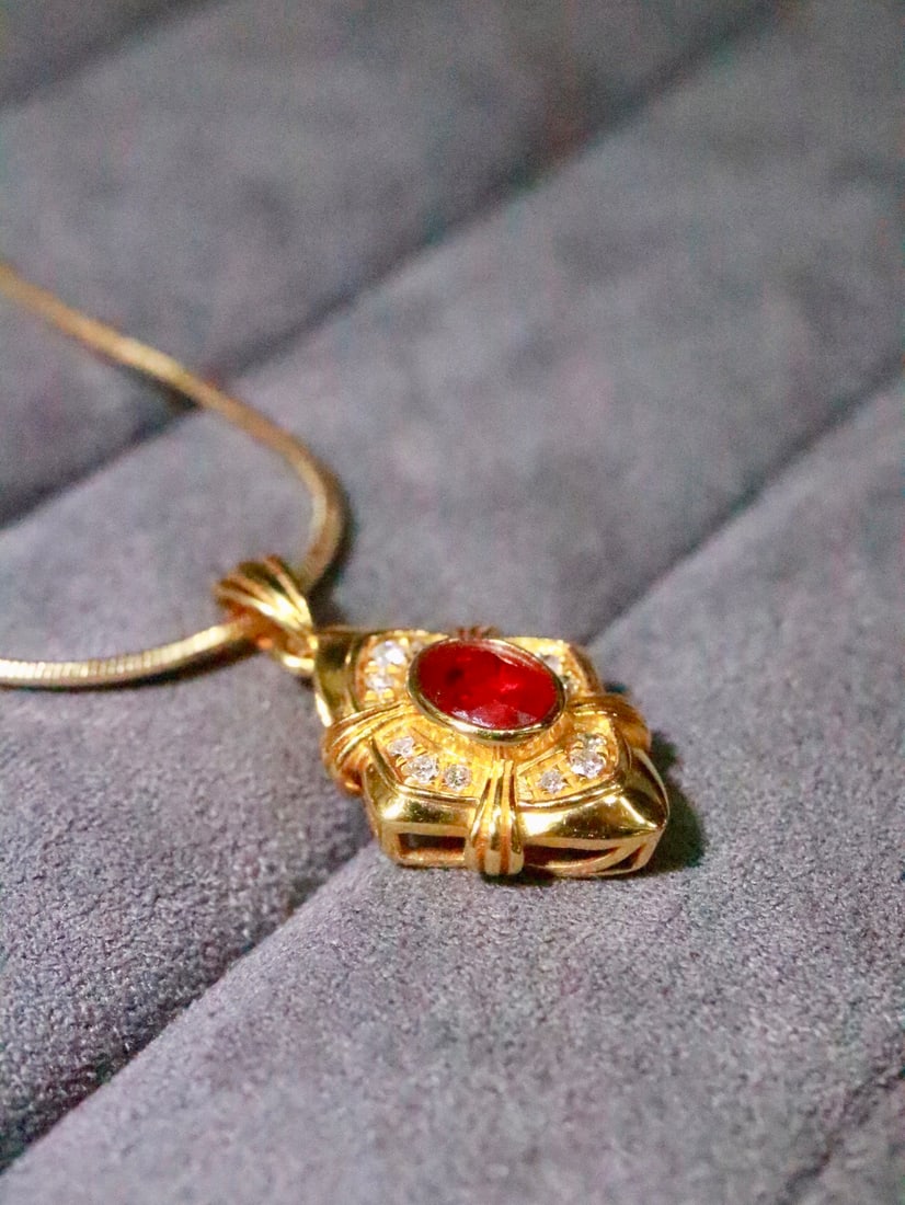 18K Gold Ruby Pendant - 2