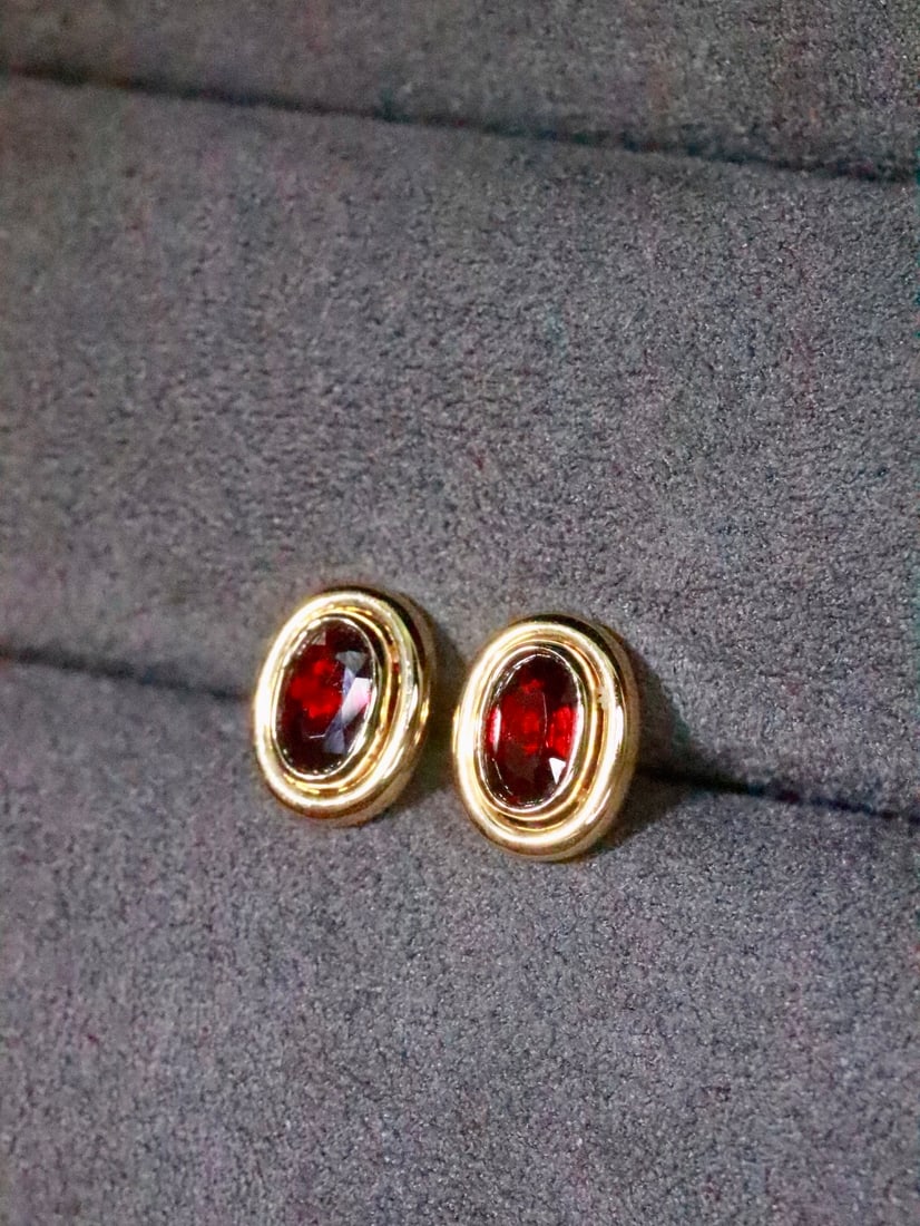 18K Gold Ruby Earrings - 2