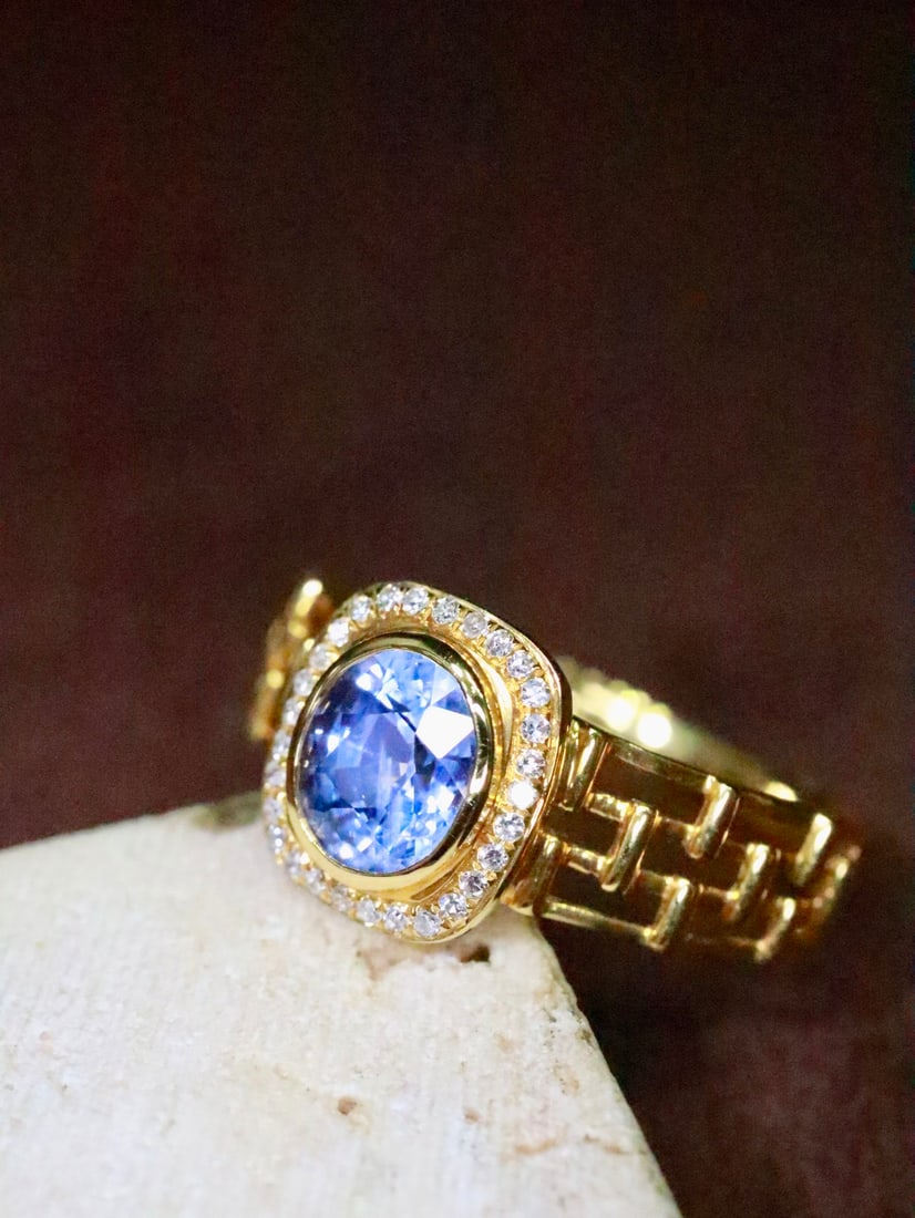 18K Gold Blue Sapphire Ring - 2