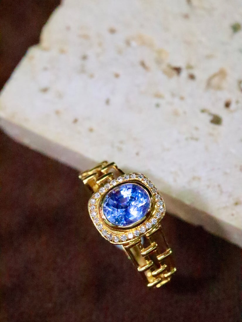 18K Gold Blue Sapphire Ring - 3