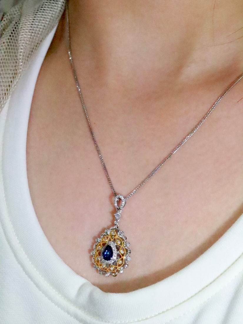PT950 Sapphire Pendant - 2