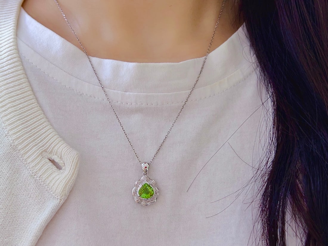 18K Gold Natural Tourmaline Pendant - 6