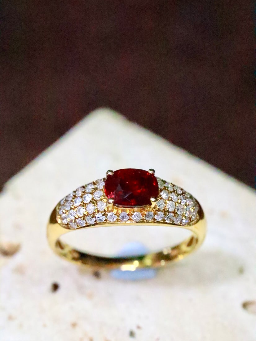 18K Gold Natural Unheated Pigeon's Blood Ruby Ring - 2