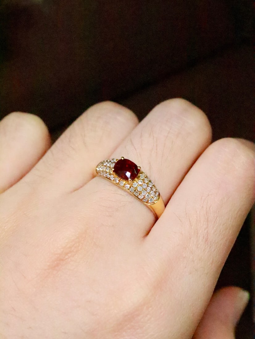 18K Gold Natural Unheated Pigeon's Blood Ruby Ring - 5