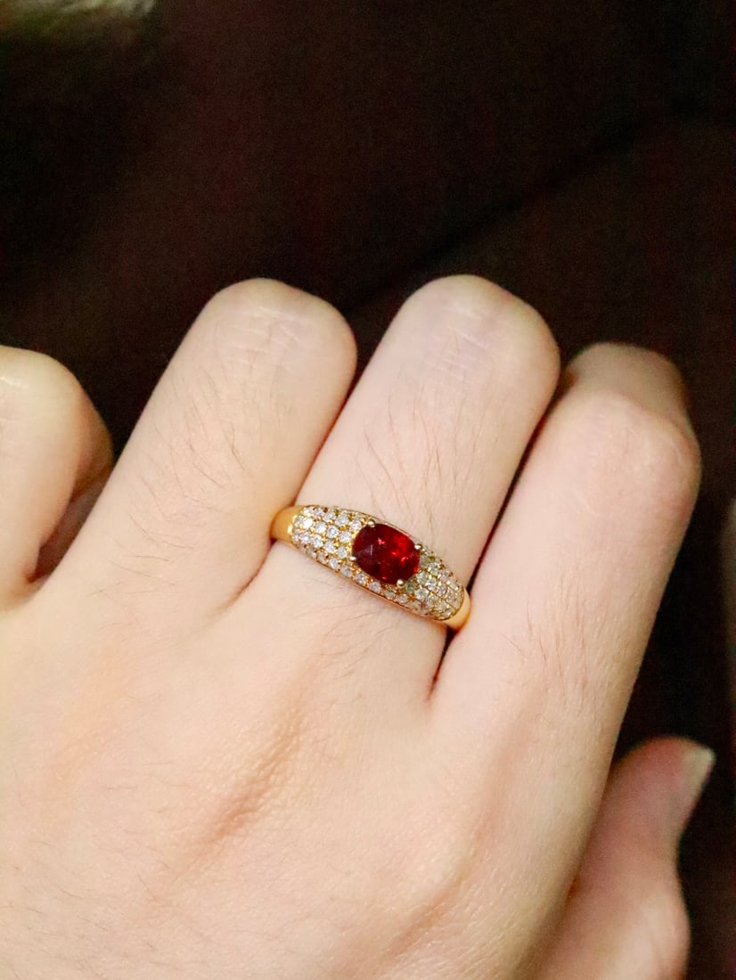 18K Gold Natural Unheated Pigeon's Blood Ruby Ring - 6