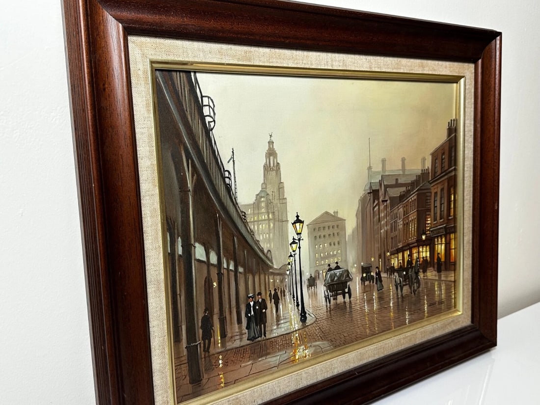 Oil Painting – Liverpool Strand Street Dock Road 1911 Edwardian Cityscape - 9