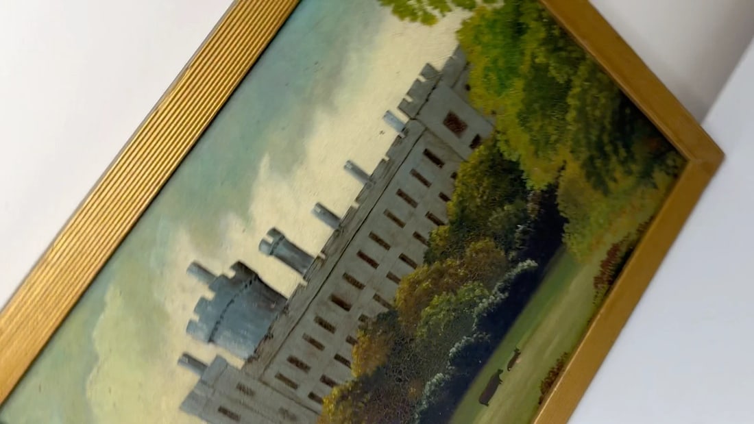 Victorian Oil Painting Architectural Historic Arundel Castle After James Canter - 2