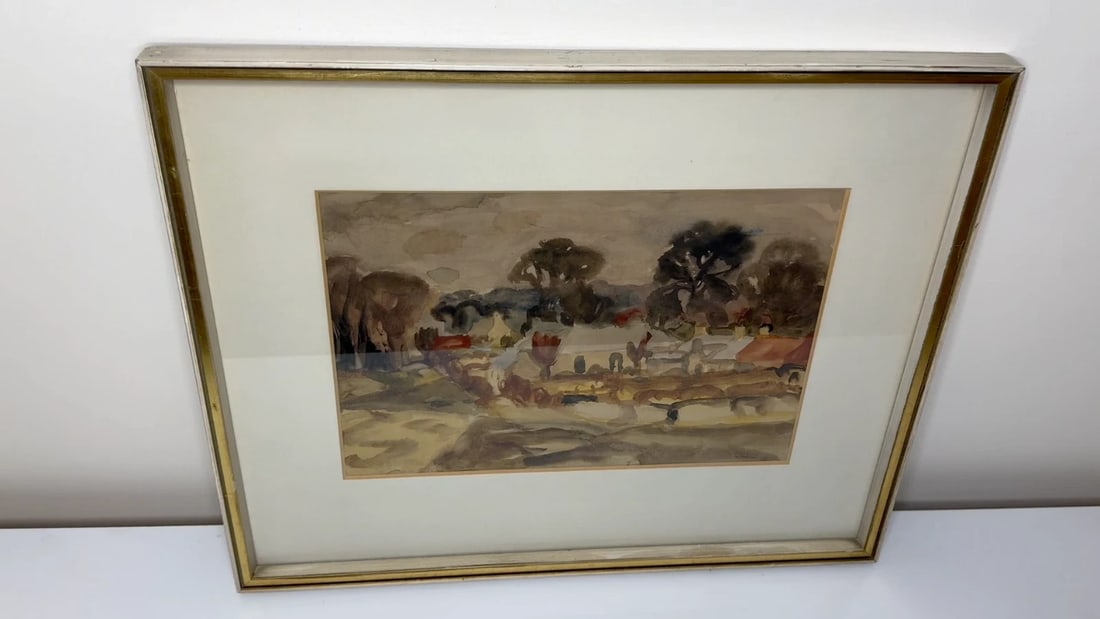 Painting Historic Midlothian Temple Village By Sir William George Gillies RSA RA - 2