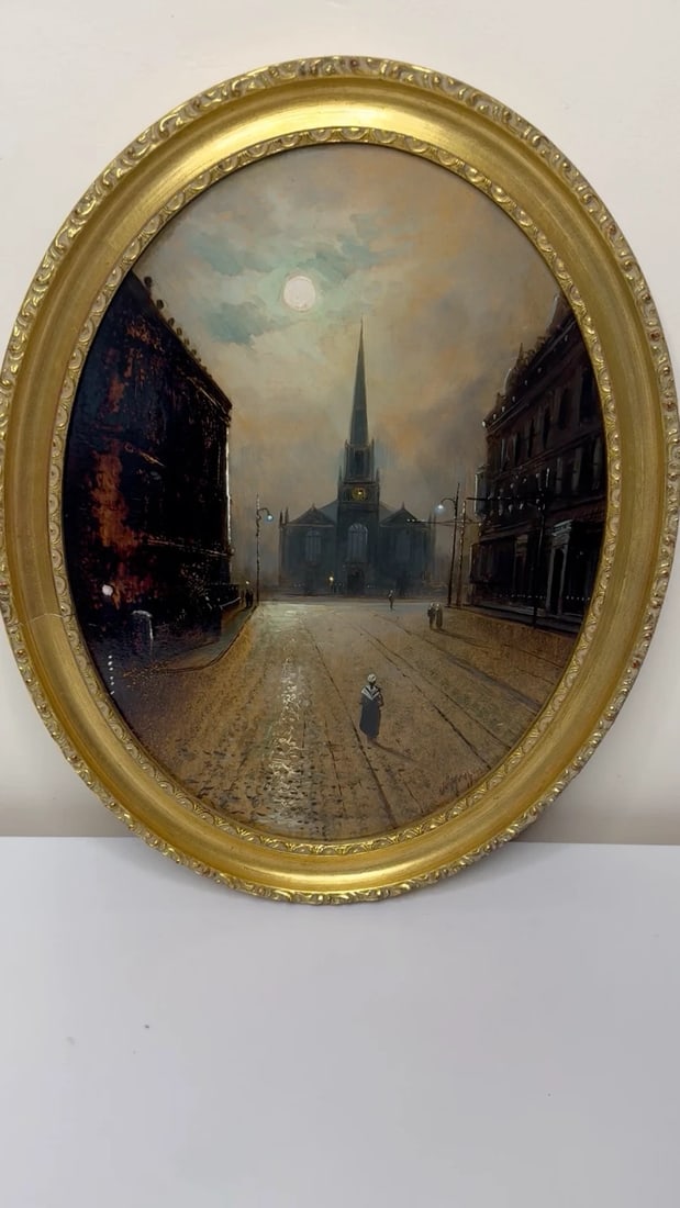 Painting Trinity Church Liverpool In Moonlight By Walter Meegan Grimshaw Protégé - 2