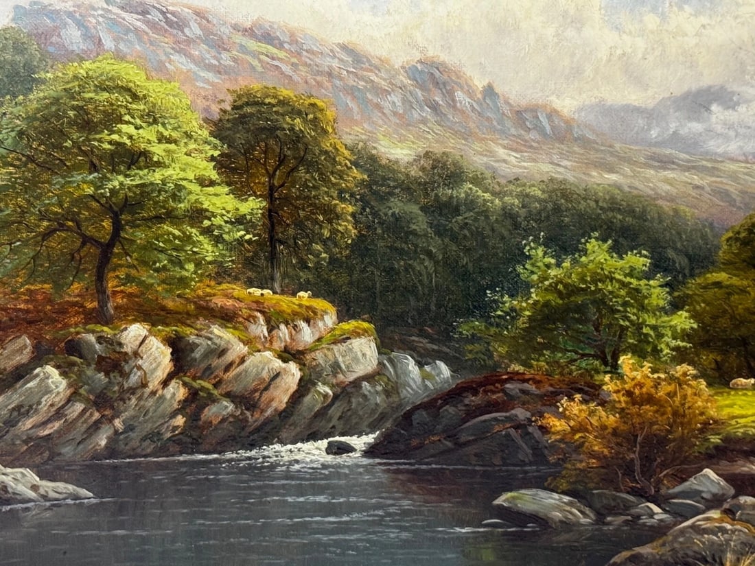 Oil Landscape A Quiet Pool North Wales On the Conwy River By Thomas Spinks - 12