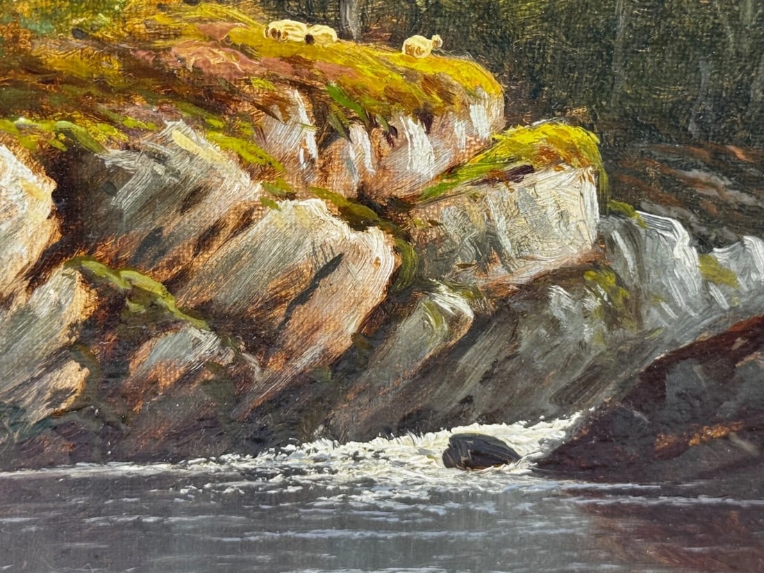 Oil Landscape A Quiet Pool North Wales On the Conwy River By Thomas Spinks - 14