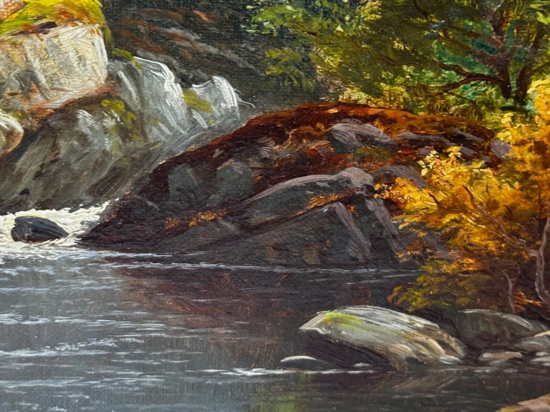 Oil Landscape A Quiet Pool North Wales On the Conwy River By Thomas Spinks - 15