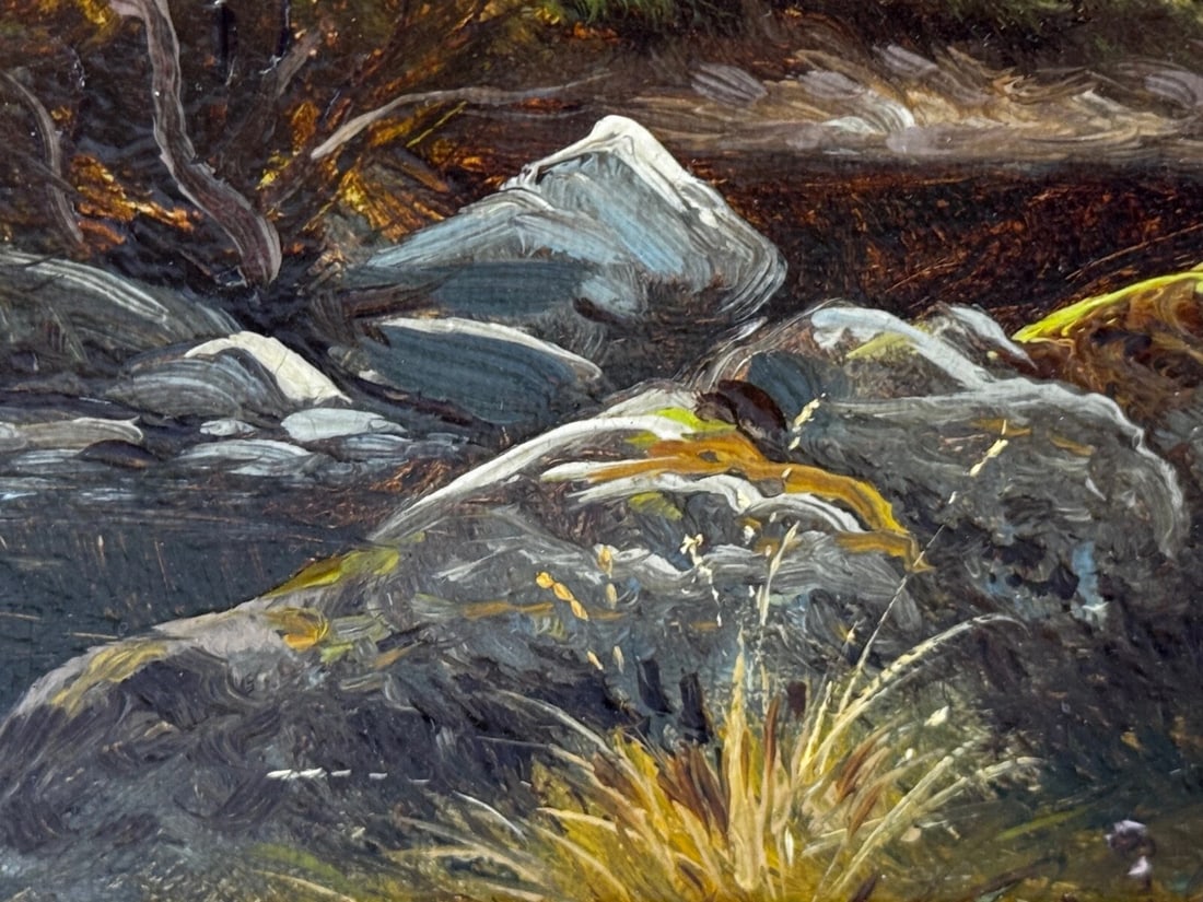 Oil Landscape A Quiet Pool North Wales On the Conwy River By Thomas Spinks - 16