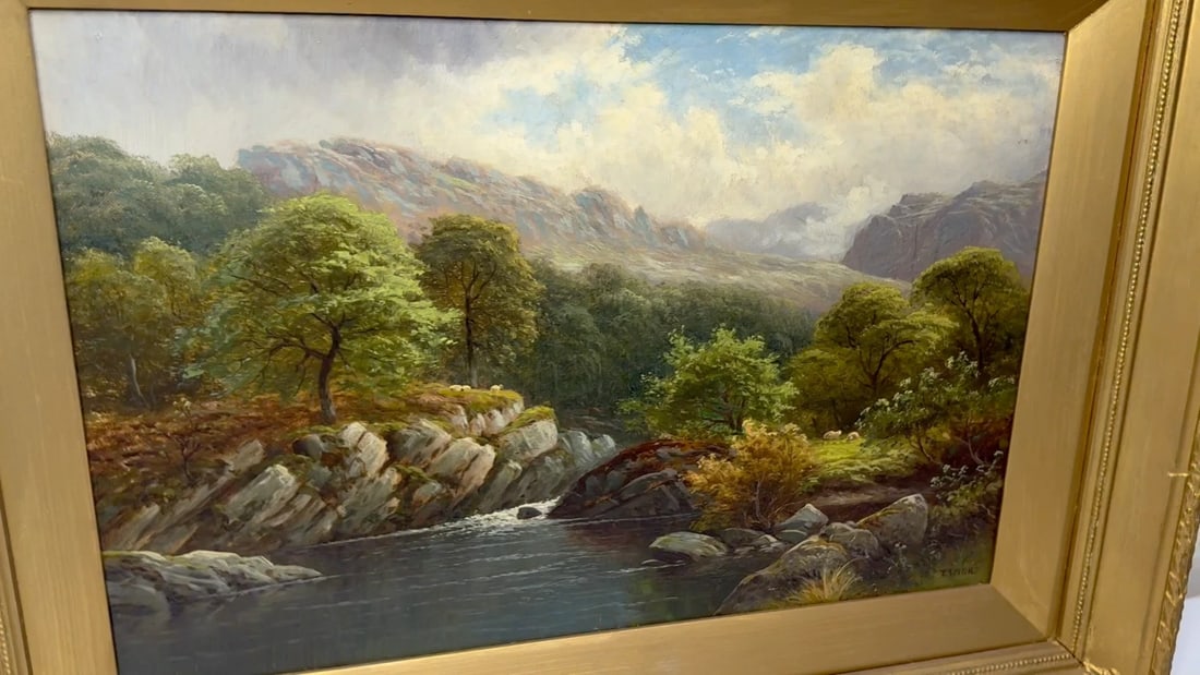 Oil Landscape A Quiet Pool North Wales On the Conwy River By Thomas Spinks - 2