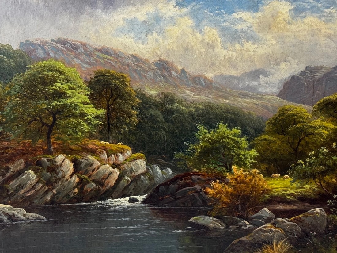 Oil Landscape A Quiet Pool North Wales On the Conwy River By Thomas Spinks - 3