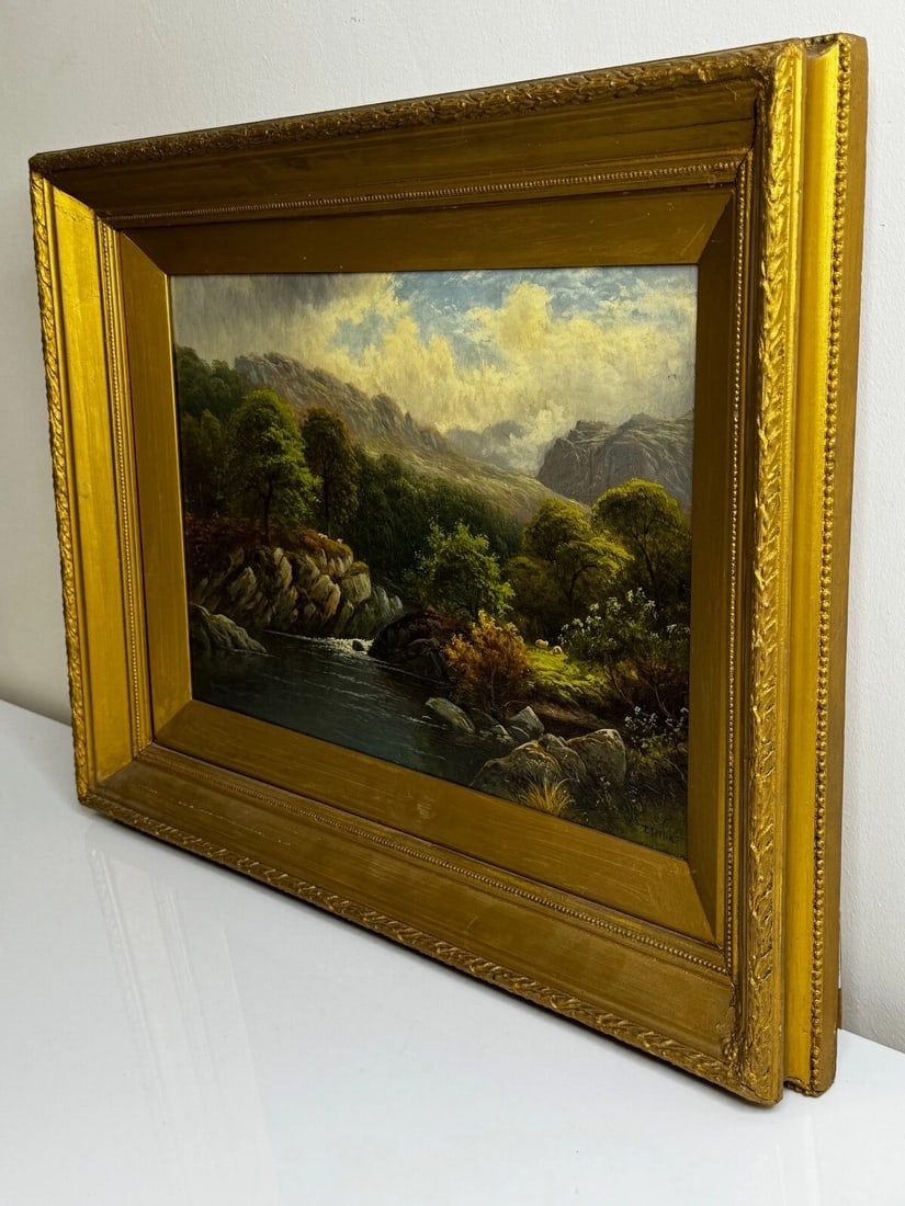 Oil Landscape A Quiet Pool North Wales On the Conwy River By Thomas Spinks - 5