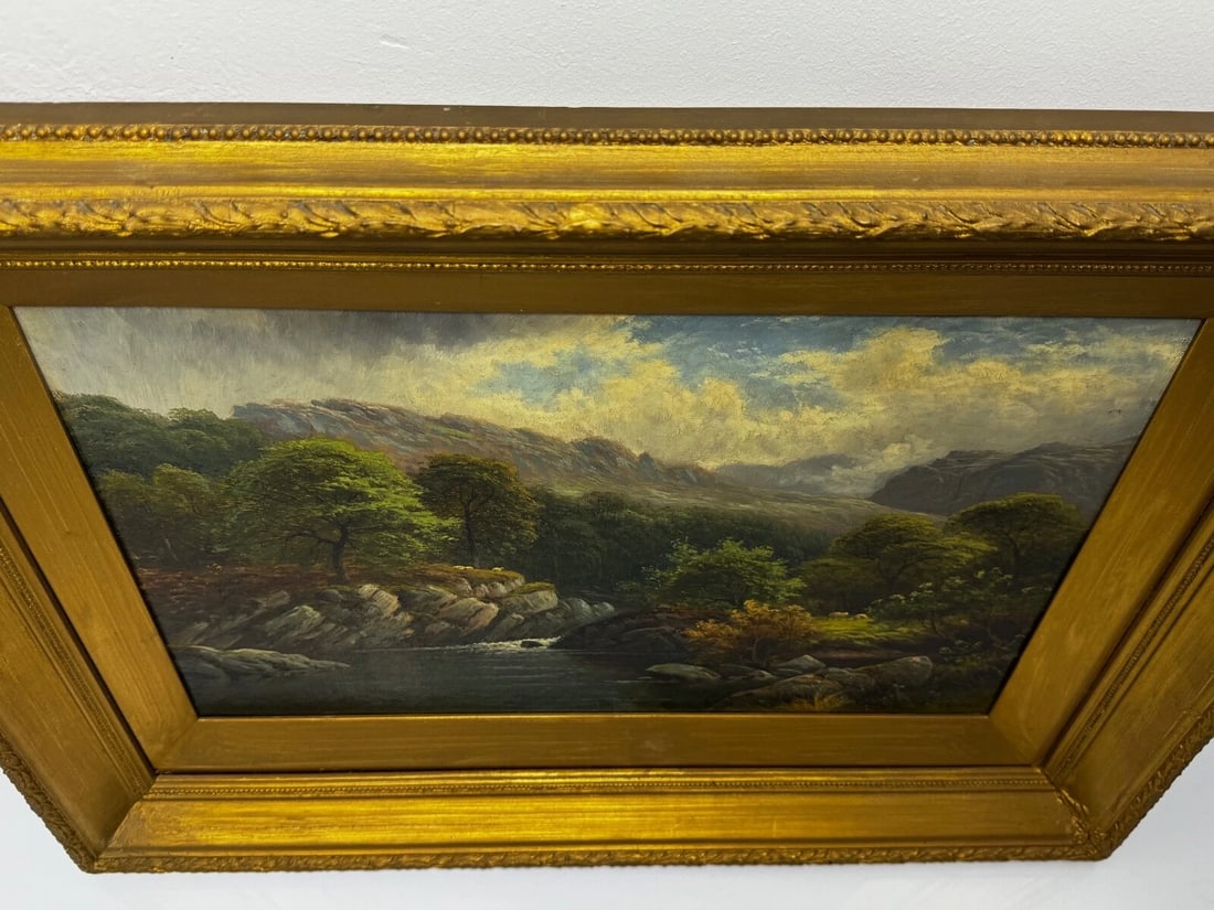 Oil Landscape A Quiet Pool North Wales On the Conwy River By Thomas Spinks - 7