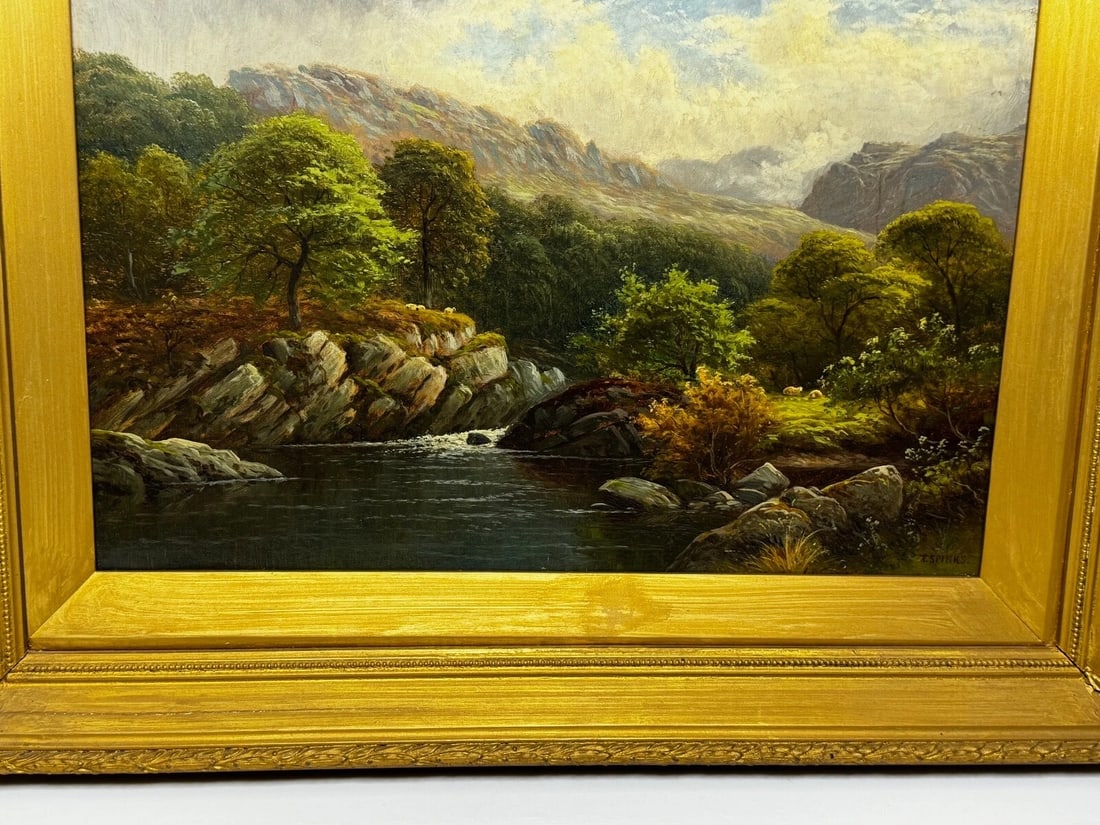 Oil Landscape A Quiet Pool North Wales On the Conwy River By Thomas Spinks - 9