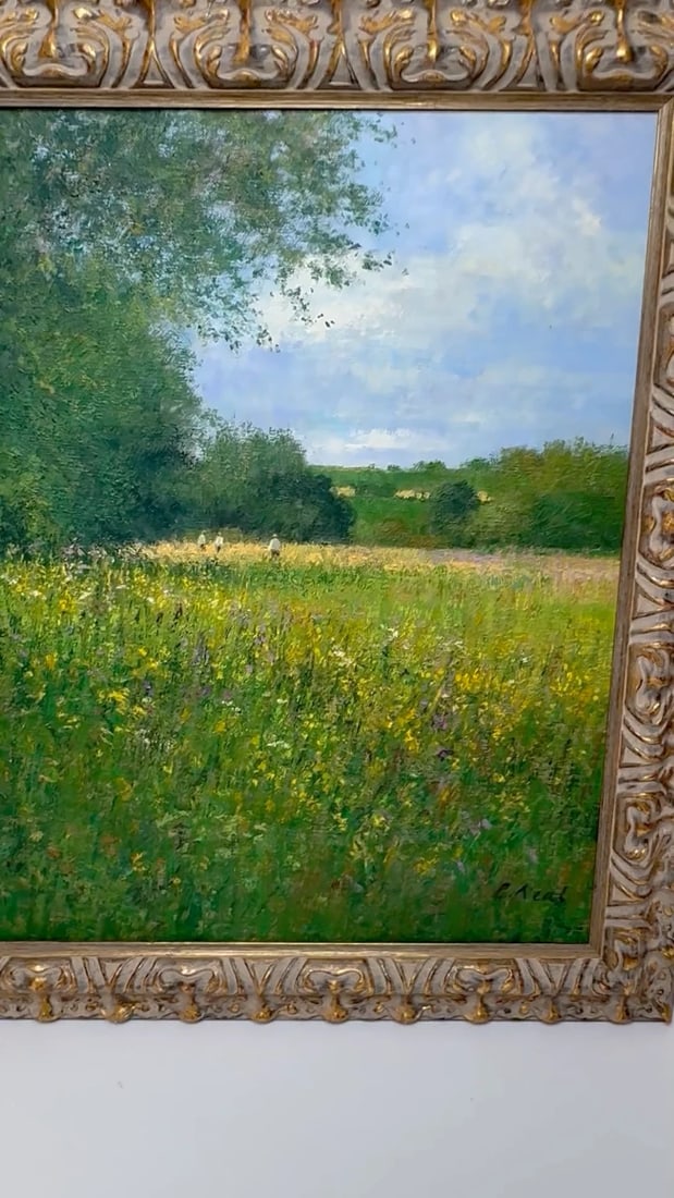 Oil Painting Banks of the Wye, Coppet Hill Herefordshire By Charles Neal - 2