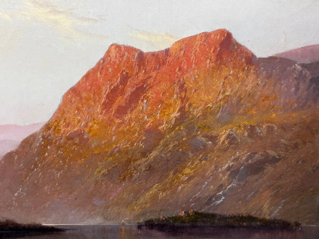 Lake Windermere Glowing Sunset Landscape Oil by Alfred de Breanski Jr C1920 - 11