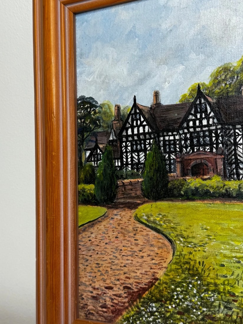 British Oil Painting Historic Speke Hall Tudor Manor House After Thomas Allom - 13