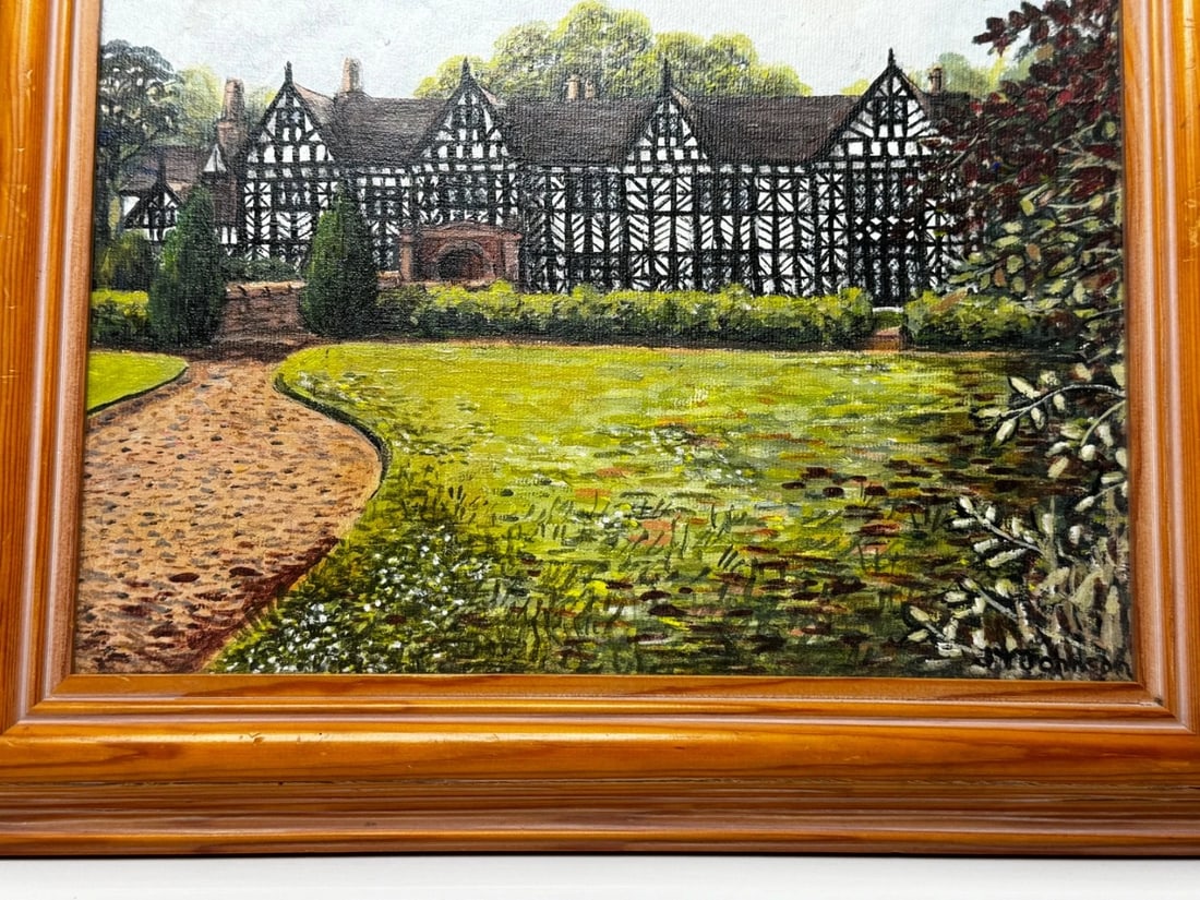 British Oil Painting Historic Speke Hall Tudor Manor House After Thomas Allom - 14