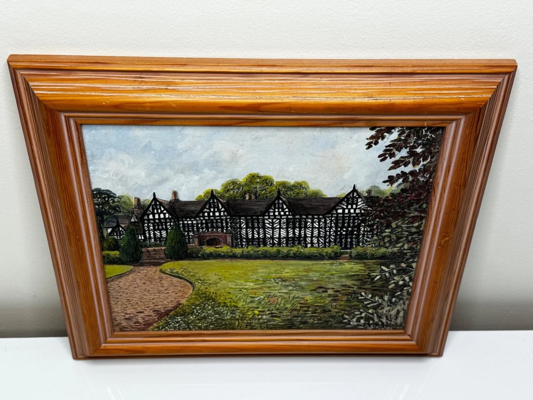 British Oil Painting Historic Speke Hall Tudor Manor House After Thomas Allom - 15