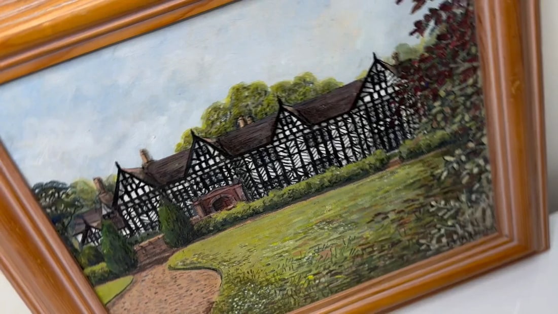 British Oil Painting Historic Speke Hall Tudor Manor House After Thomas Allom - 2