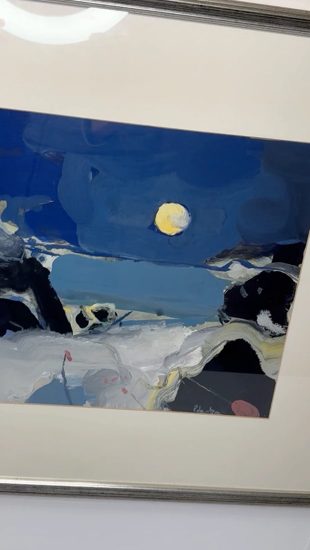 Painting Illuminated Moonlight Seaside Night Beach By James Downie Robertson RSA - 2