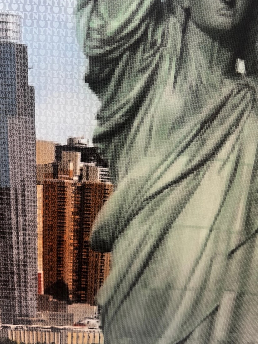 Huge Contemporary Nostalgic Painting New York Neoclassical Statue Liberty - 19