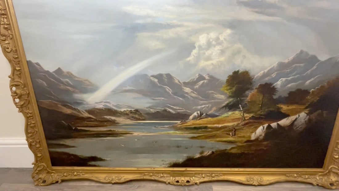 Landscape Oil Masterpiece“A Summer Shower Passing Over the Snowdon Range" C1878 - 2