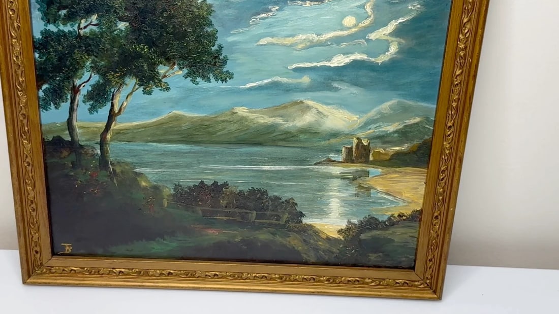 Oil Painting Urquhart Castle Loch Ness Scottish Highlands Nocturnal Moonlight - 2