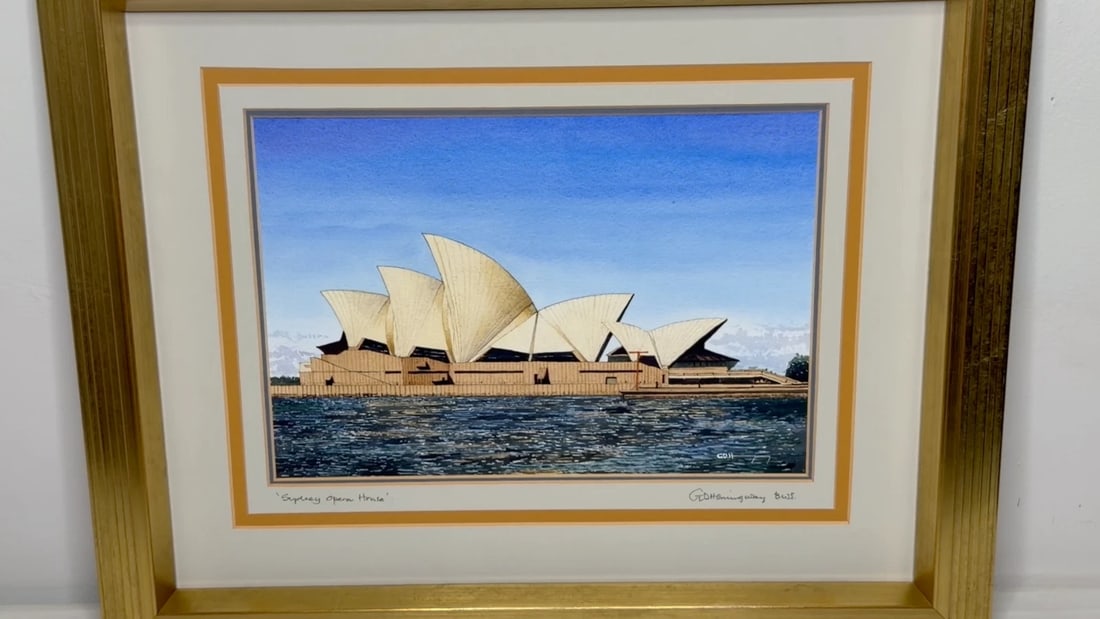 Architectural Painting of Sydney Opera House Framed Signed G. Douglas Hemingway - 2
