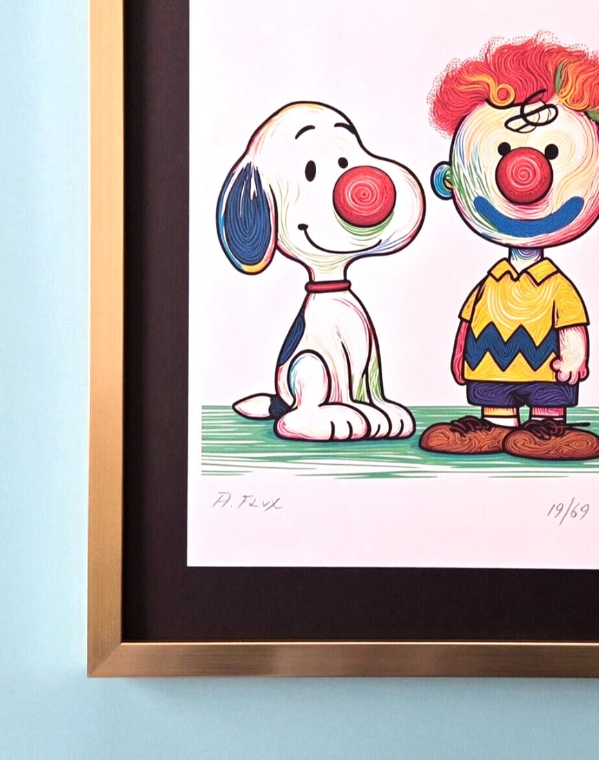 AIDAN FLUX | Hand Signed Authentic Print Framed Snoopy and Charlie Brown COA - 3