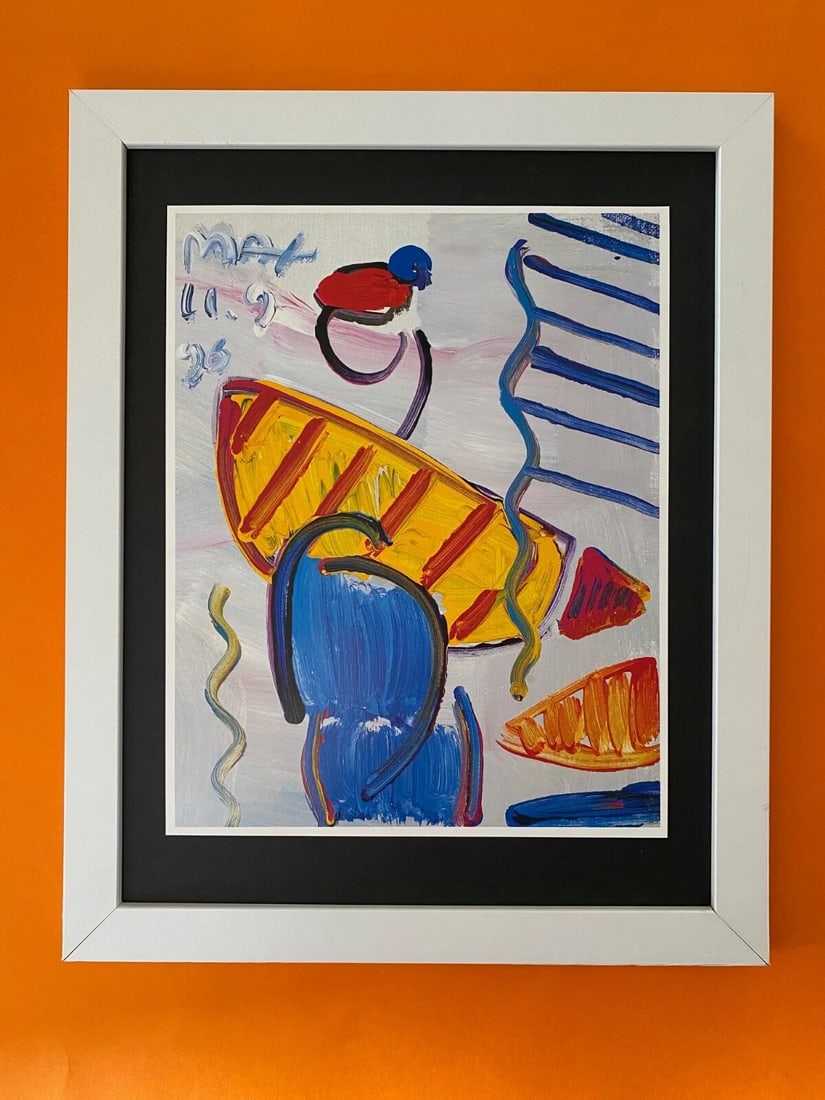 PETER MAX | AWESOME | 1990'S SIGNED PRINT | POP ART | NEW FRAME: We have for Sale this Print After PETER MAX AWESOME PRINT ON GLOSSY PAPER SIGNED ON THE PLATE FULL OF COLOR PRINT SIZE OF THE PRINT IS ABOUT : 11 X 8 in FRAME COVERS AN AREA OVER 16 X 13 in MOUNTED AN