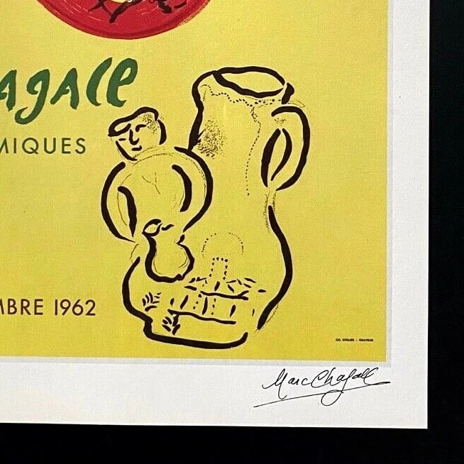 MARC CHAGALL | ORIGINAL VINTAGE 1975 | SIGNED PRINT | MOUNTED IN 11X14 BOARD | - 2