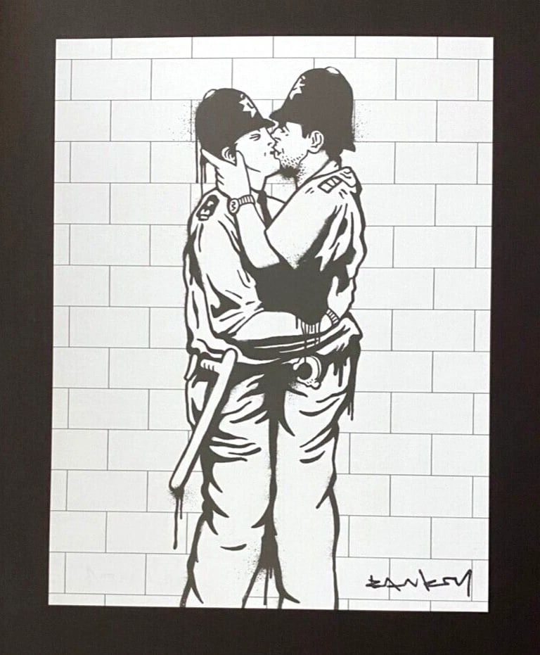 BANKSY + SIGNED " THE KISS " PRINT + NEW FRAME + BUY IT NOW! - 2