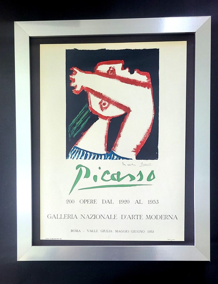 1967 Pablo Picasso Print + Signed Poster – Mounted, Framed & Ready to Own!: This is a Beautiful and Scarce 1967 Print After PABLO PICASSO " EXPOSITION POSTER " Signed on the plate Size framed is about 17x13in. Printed in Beautiful Glossy Paper in Switzerland after this Iconic