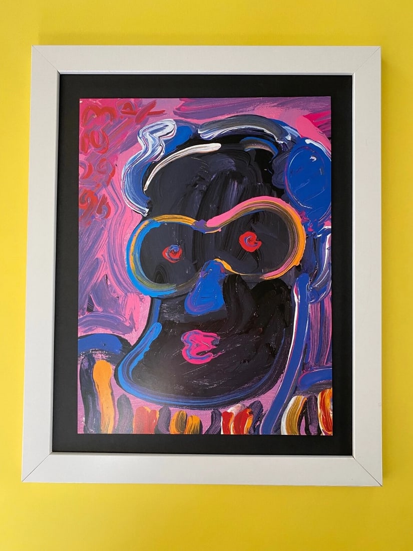 PETER MAX | COLORFUL 1990's VINTAGE SIGNED PRINT POP ART | NEW 14X11 IN. FRAME: We have for Sale this Vintage Print After PETER MAX AWESOME PRINT ON GLOSSY PAPER SIGNED ON THE PLATE FULL OF COLOR PRINT SIZE OF THE PRINT IS ABOUT : 11 X 8 in FRAME COVERS AN AREA OVER 16 X 13 in MO