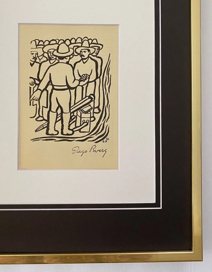 DIEGO RIVERA ORIGINAL 1931 + SIGNED VINTAGE PRINT + DOUBLE MATTED NEW FRAME $ - 3