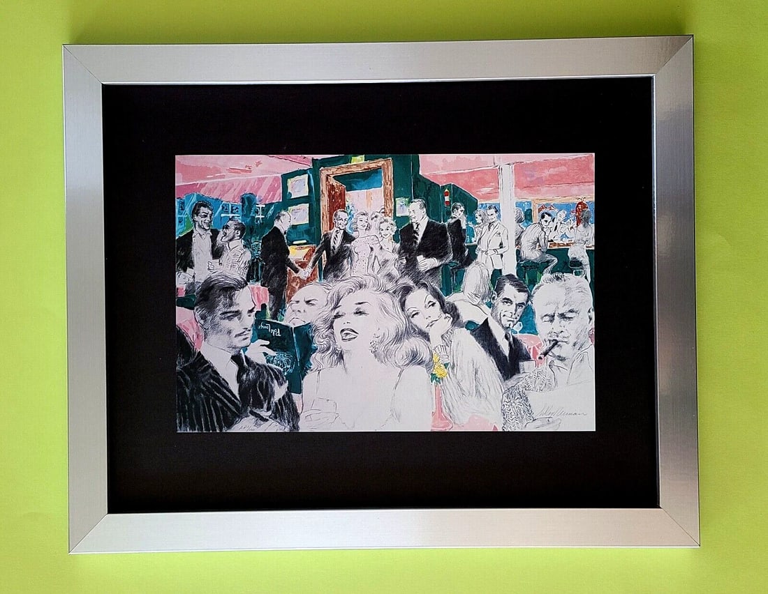 LEROY NEIMAN + 1990's VINTAGE SIGNED PRINT FRAMED + POLO LOUNGE + CLARK GABLE (1 of 3)